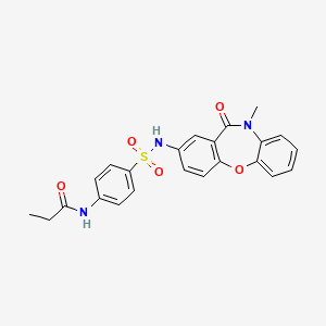 molecular formula C23H21N3O5S B2620375 N-(4-(N-(10-methyl-11-oxo-10,11-dihydrodibenzo[b,f][1,4]oxazepin-2-yl)sulfamoyl)phenyl)propionamide CAS No. 922136-39-8