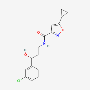 molecular formula C16H17ClN2O3 B2620376 N-(3-(3-chlorophenyl)-3-hydroxypropyl)-5-cyclopropylisoxazole-3-carboxamide CAS No. 2034354-74-8