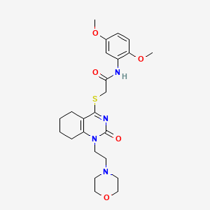 molecular formula C24H32N4O5S B2620386 N-(2,5-dimethoxyphenyl)-2-((1-(2-morpholinoethyl)-2-oxo-1,2,5,6,7,8-hexahydroquinazolin-4-yl)thio)acetamide CAS No. 898435-12-6