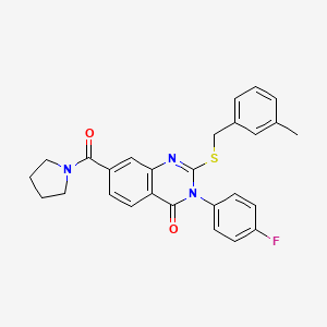 3-(4-fluorophenyl)-2-((3-methylbenzyl)thio)-7-(pyrrolidine-1-carbonyl)quinazolin-4(3H)-one