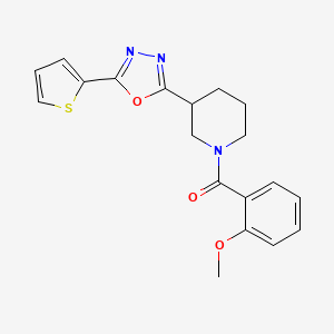 molecular formula C19H19N3O3S B2620391 (2-Methoxyphenyl)(3-(5-(thiophen-2-yl)-1,3,4-oxadiazol-2-yl)piperidin-1-yl)methanone CAS No. 1105226-91-2