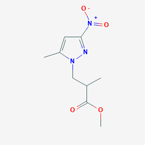molecular formula C9H13N3O4 B2620406 methyl 2-methyl-3-(5-methyl-3-nitro-1H-pyrazol-1-yl)propanoate CAS No. 1005641-08-6