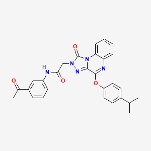 molecular formula C28H25N5O4 B2620427 N-(3-acetylphenyl)-2-(4-(4-isopropylphenoxy)-1-oxo-[1,2,4]triazolo[4,3-a]quinoxalin-2(1H)-yl)acetamide CAS No. 1190016-50-2