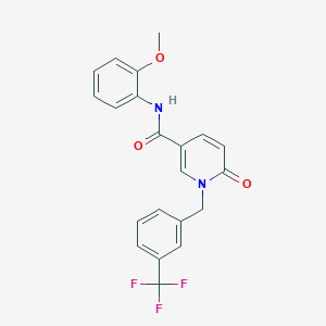 molecular formula C21H17F3N2O3 B2620428 N-(2-methoxyphenyl)-6-oxo-1-[[3-(trifluoromethyl)phenyl]methyl]pyridine-3-carboxamide CAS No. 1004393-32-1