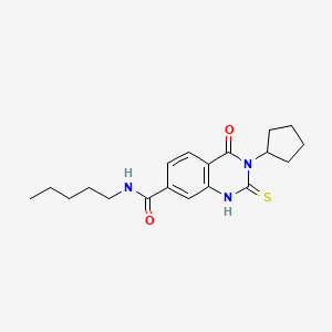 molecular formula C19H25N3O2S B2620431 3-cyclopentyl-4-oxo-N-pentyl-2-sulfanylidene-1H-quinazoline-7-carboxamide CAS No. 443354-95-8