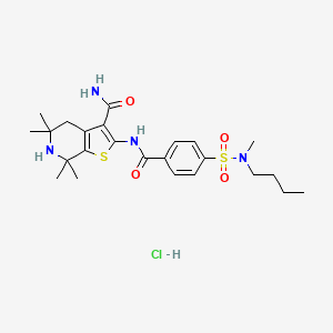 molecular formula C24H35ClN4O4S2 B2620433 2-(4-(N-butyl-N-methylsulfamoyl)benzamido)-5,5,7,7-tetramethyl-4,5,6,7-tetrahydrothieno[2,3-c]pyridine-3-carboxamide hydrochloride CAS No. 1215665-48-7