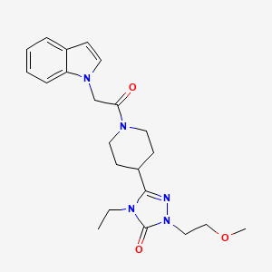 molecular formula C22H29N5O3 B2620444 3-(1-(2-(1H-indol-1-yl)acetyl)piperidin-4-yl)-4-ethyl-1-(2-methoxyethyl)-1H-1,2,4-triazol-5(4H)-one CAS No. 1797125-44-0