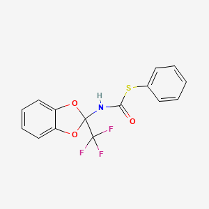 molecular formula C15H10F3NO3S B2620447 S-phenyl N-[2-(trifluoromethyl)-1,3-benzodioxol-2-yl]carbamothioate CAS No. 145396-55-0