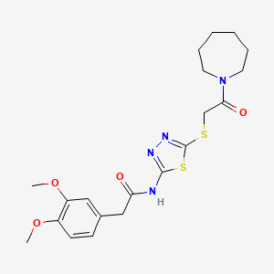 N-(5-((2-(azepan-1-yl)-2-oxoethyl)thio)-1,3,4-thiadiazol-2-yl)-2-(3,4-dimethoxyphenyl)acetamide