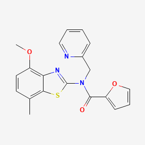 molecular formula C20H17N3O3S B2620459 N-(4-methoxy-7-methylbenzo[d]thiazol-2-yl)-N-(pyridin-2-ylmethyl)furan-2-carboxamide CAS No. 899964-85-3