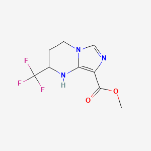 molecular formula C9H10F3N3O2 B2620477 methyl 2-(trifluoromethyl)-1H,2H,3H,4H-imidazo[1,5-a]pyrimidine-8-carboxylate CAS No. 2137845-58-8