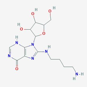 molecular formula C14H22N6O5 B262048 8-(4-aminobutylamino)-9-[3,4-dihydroxy-5-(hydroxymethyl)oxolan-2-yl]-3H-purin-6-one 