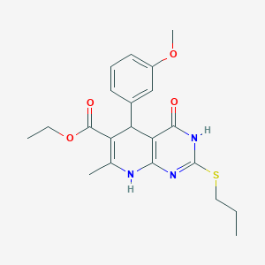 Ethyl 5-(3-methoxyphenyl)-7-methyl-4-oxo-2-(propylthio)-3,4,5,8-tetrahydropyrido[2,3-d]pyrimidine-6-carboxylate