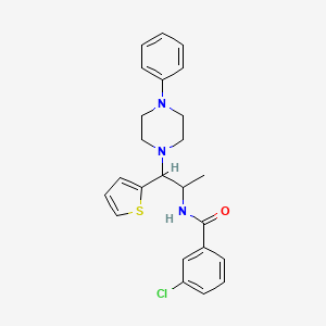 molecular formula C24H26ClN3OS B2620491 3-chloro-N-[1-(4-phenylpiperazin-1-yl)-1-(thiophen-2-yl)propan-2-yl]benzamide CAS No. 906241-82-5