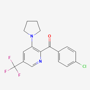 molecular formula C17H14ClF3N2O B2620496 (4-Chlorophenyl)[3-(1-pyrrolidinyl)-5-(trifluoromethyl)-2-pyridinyl]methanone CAS No. 338959-79-8