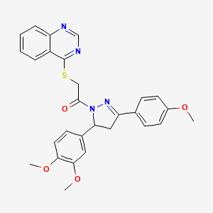 molecular formula C28H26N4O4S B2620499 1-(5-(3,4-dimethoxyphenyl)-3-(4-methoxyphenyl)-4,5-dihydro-1H-pyrazol-1-yl)-2-(quinazolin-4-ylthio)ethanone CAS No. 863020-47-7