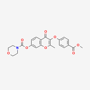 molecular formula C23H21NO8 B2620500 3-(4-(methoxycarbonyl)phenoxy)-2-methyl-4-oxo-4H-chromen-7-yl morpholine-4-carboxylate CAS No. 637751-21-4