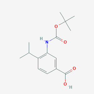 molecular formula C15H21NO4 B2620503 3-[(2-Methylpropan-2-yl)oxycarbonylamino]-4-propan-2-ylbenzoic acid CAS No. 2248279-28-7