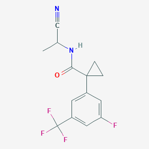 molecular formula C14H12F4N2O B2620513 N-(1-Cyanoethyl)-1-[3-fluoro-5-(trifluoromethyl)phenyl]cyclopropane-1-carboxamide CAS No. 1825534-95-9