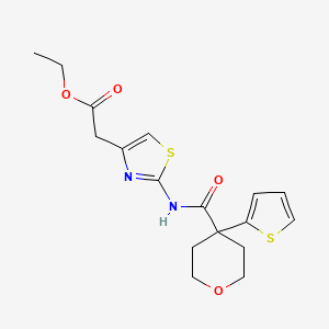 ethyl 2-(2-(4-(thiophen-2-yl)tetrahydro-2H-pyran-4-carboxamido)thiazol-4-yl)acetate