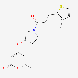 6-methyl-4-((1-(3-(3-methylthiophen-2-yl)propanoyl)pyrrolidin-3-yl)oxy)-2H-pyran-2-one