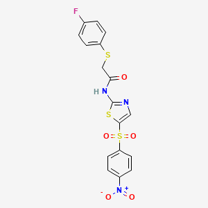 molecular formula C17H12FN3O5S3 B2620545 2-(4-fluorophenyl)sulfanyl-N-[5-(4-nitrophenyl)sulfonyl-1,3-thiazol-2-yl]acetamide CAS No. 796984-18-4