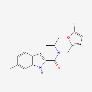 molecular formula C19H22N2O2 B2620557 6-Methyl-N-[(5-methylfuran-2-yl)methyl]-N-propan-2-yl-1H-indole-2-carboxamide CAS No. 1620666-15-0