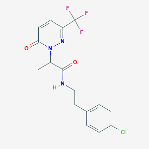 molecular formula C16H15ClF3N3O2 B2620561 N-[2-(4-Chlorophenyl)ethyl]-2-[6-oxo-3-(trifluoromethyl)pyridazin-1-yl]propanamide CAS No. 2380182-09-0