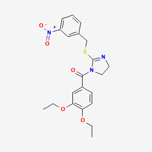(3,4-Diethoxyphenyl)-[2-[(3-nitrophenyl)methylsulfanyl]-4,5-dihydroimidazol-1-yl]methanone
