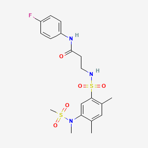 molecular formula C19H24FN3O5S2 B2620572 3-(2,4-dimethyl-5-(N-methylmethylsulfonamido)phenylsulfonamido)-N-(4-fluorophenyl)propanamide CAS No. 899725-83-8