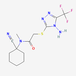 molecular formula C13H17F3N6OS B2620574 2-[[4-amino-5-(trifluoromethyl)-1,2,4-triazol-3-yl]sulfanyl]-N-(1-cyanocyclohexyl)-N-methylacetamide CAS No. 923823-45-4