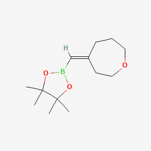 molecular formula C13H23BO3 B2620582 4,4,5,5-Tetramethyl-2-[(Z)-oxepan-4-ylidenemethyl]-1,3,2-dioxaborolane CAS No. 2246913-21-1