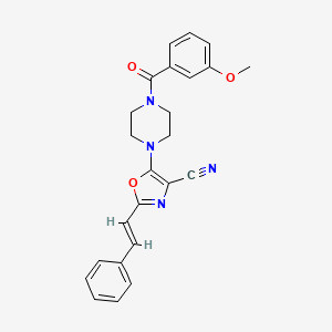 (E)-5-(4-(3-methoxybenzoyl)piperazin-1-yl)-2-styryloxazole-4-carbonitrile
