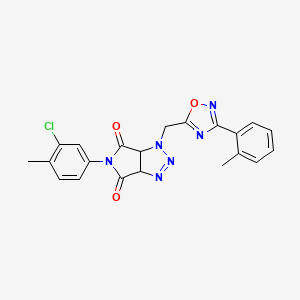 molecular formula C21H17ClN6O3 B2620585 5-(3-chloro-4-methylphenyl)-1-((3-(o-tolyl)-1,2,4-oxadiazol-5-yl)methyl)-1,6a-dihydropyrrolo[3,4-d][1,2,3]triazole-4,6(3aH,5H)-dione CAS No. 1172813-74-9