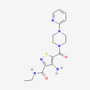 molecular formula C16H20N6O2S B2620587 4-amino-N-ethyl-5-(4-(pyridin-2-yl)piperazine-1-carbonyl)isothiazole-3-carboxamide CAS No. 1251600-12-0