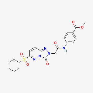 molecular formula C21H23N5O6S B2620594 methyl 4-({[6-(cyclohexylsulfonyl)-3-oxo[1,2,4]triazolo[4,3-b]pyridazin-2(3H)-yl]acetyl}amino)benzoate CAS No. 1189441-03-9