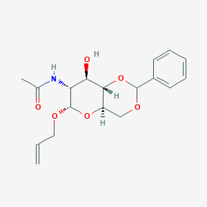 molecular formula C₁₈H₂₃NO₆ B026206 N-[(4aR,6S,7R,8R,8aS)-8-hydroxy-2-phenyl-6-prop-2-enoxy-4,4a,6,7,8,8a-hexahydropyrano[3,2-d][1,3]dioxin-7-yl]acetamide CAS No. 63064-49-3