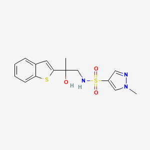 molecular formula C15H17N3O3S2 B2620601 N-(2-(benzo[b]thiophen-2-yl)-2-hydroxypropyl)-1-methyl-1H-pyrazole-4-sulfonamide CAS No. 2034569-36-1