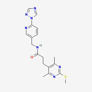 3-[4,6-dimethyl-2-(methylsulfanyl)pyrimidin-5-yl]-N-{[6-(1H-1,2,4-triazol-1-yl)pyridin-3-yl]methyl}propanamide