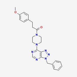 molecular formula C25H27N7O2 B2620611 1-(4-(3-benzyl-3H-[1,2,3]triazolo[4,5-d]pyrimidin-7-yl)piperazin-1-yl)-3-(4-methoxyphenyl)propan-1-one CAS No. 920231-00-1