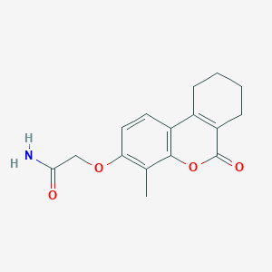 molecular formula C16H17NO4 B2620622 2-((4-methyl-6-oxo-7,8,9,10-tetrahydro-6H-benzo[c]chromen-3-yl)oxy)acetamide CAS No. 304896-81-9