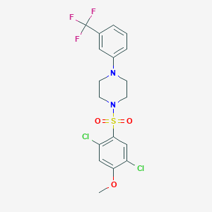 molecular formula C18H17Cl2F3N2O3S B2620624 1-(2,5-Dichloro-4-methoxybenzenesulfonyl)-4-[3-(trifluoromethyl)phenyl]piperazine CAS No. 1087640-69-4