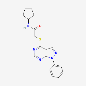 molecular formula C18H19N5OS B2620628 N-cyclopentyl-2-((1-phenyl-1H-pyrazolo[3,4-d]pyrimidin-4-yl)thio)acetamide CAS No. 483984-49-2