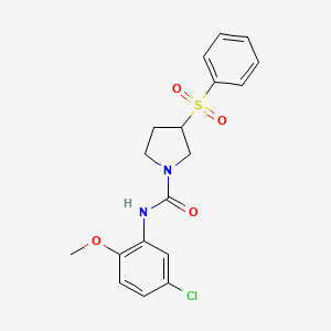 molecular formula C18H19ClN2O4S B2620645 N-(5-chloro-2-methoxyphenyl)-3-(phenylsulfonyl)pyrrolidine-1-carboxamide CAS No. 1704614-42-5