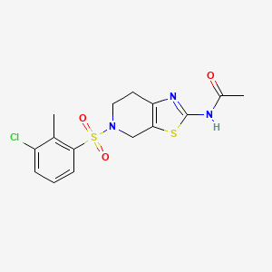 molecular formula C15H16ClN3O3S2 B2620652 N-(5-((3-chloro-2-methylphenyl)sulfonyl)-4,5,6,7-tetrahydrothiazolo[5,4-c]pyridin-2-yl)acetamide CAS No. 1351595-44-2