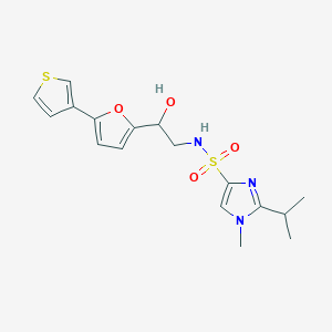 molecular formula C17H21N3O4S2 B2620655 N-(2-hydroxy-2-(5-(thiophen-3-yl)furan-2-yl)ethyl)-2-isopropyl-1-methyl-1H-imidazole-4-sulfonamide CAS No. 2034345-25-8