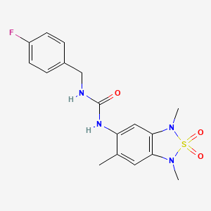 molecular formula C17H19FN4O3S B2620659 1-(4-Fluorobenzyl)-3-(1,3,6-trimethyl-2,2-dioxido-1,3-dihydrobenzo[c][1,2,5]thiadiazol-5-yl)urea CAS No. 2034263-27-7