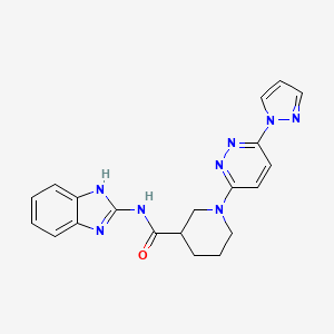 molecular formula C20H20N8O B2620666 1-(6-(1H-pyrazol-1-yl)pyridazin-3-yl)-N-(1H-benzo[d]imidazol-2-yl)piperidine-3-carboxamide CAS No. 1286719-51-4