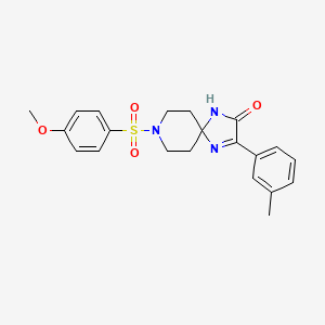 molecular formula C21H23N3O4S B2620667 8-((4-Methoxyphenyl)sulfonyl)-3-(m-tolyl)-1,4,8-triazaspiro[4.5]dec-3-en-2-one CAS No. 1189457-06-4