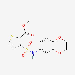 molecular formula C14H13NO6S2 B2620668 Methyl 3-(2,3-dihydro-1,4-benzodioxin-6-ylsulfamoyl)thiophene-2-carboxylate CAS No. 693776-28-2